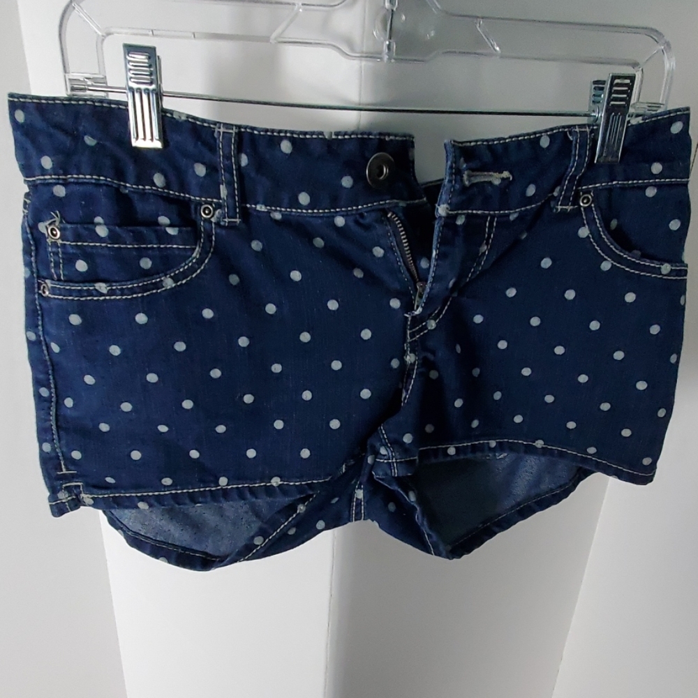 Retro Polka Dot Denim Short Shorts
